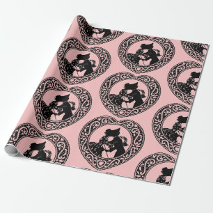 RETRO VALENTINE SILHOUETTE HEART Wrapping Paper