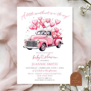 Retro Valentine Truck Sweetheart Baby Shower Invitation