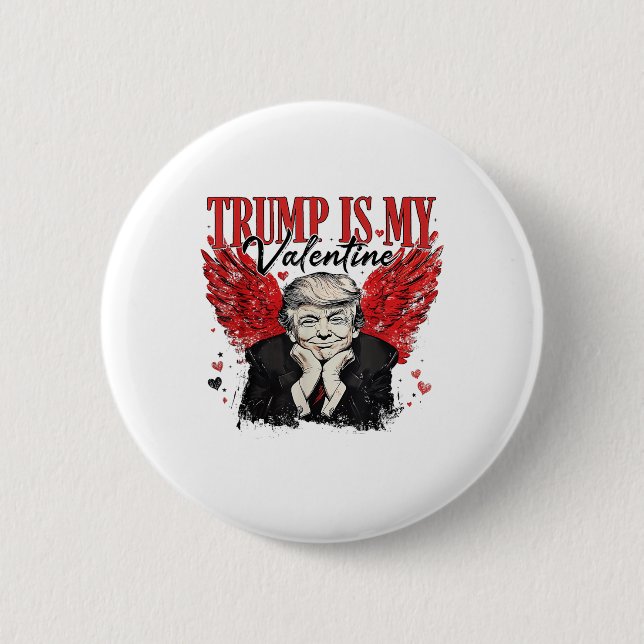 Retro Valentine Trump Is My Valentine Funny Trump  6 Cm Round Badge (Front)