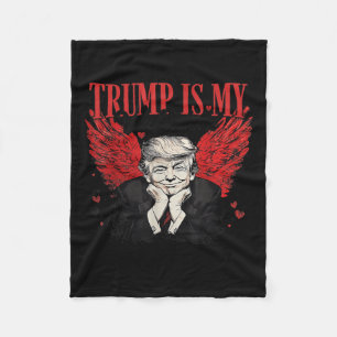 Retro Valentine Trump Is My Valentine Funny Trump Fleece Blanket