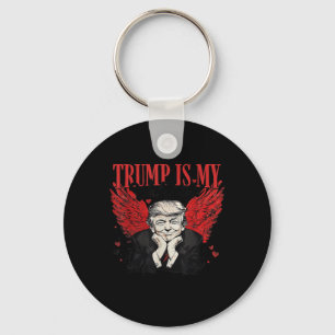 Retro Valentine Trump Is My Valentine Funny Trump Key Ring