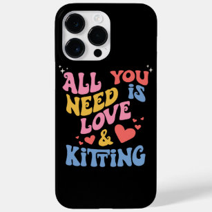 Retro Valentines All You Need Is Love and Knitting Case-Mate iPhone 14 Pro Max Case