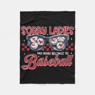 Retro Valentines Baseball Boy My Heart Belongs To  Fleece Blanket