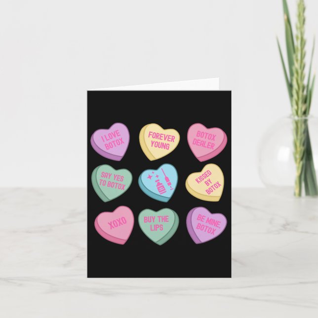 Retro Valentines Botox Hearts Candy Filler Dysport Card (Front)