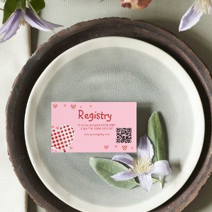 Retro Valentines Bridal Shower QR Code Registry Enclosure Card