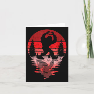 Retro Valentines Day Bigfoot Sasquatch Love Heart  Card