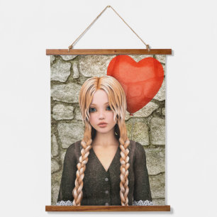 Retro Valentine's Day - Cute Heart Balloon Love Hanging Tapestry