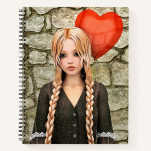 Retro Valentine's Day - Cute Heart Balloon Love Notebook