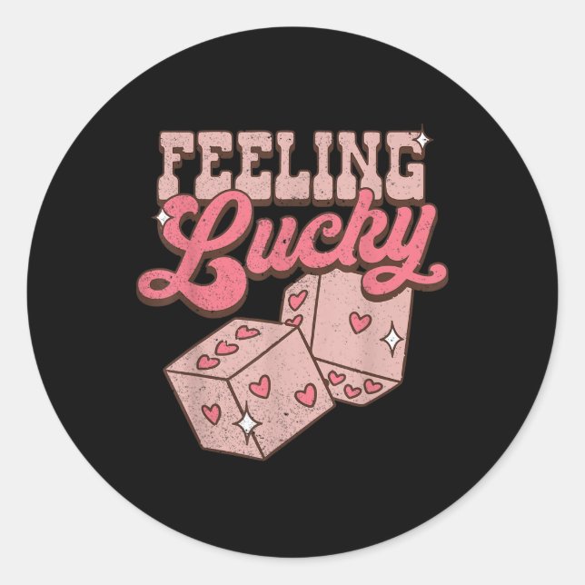 Retro Valentines Day Funny Feeling Lucky Valentine Classic Round Sticker (Front)