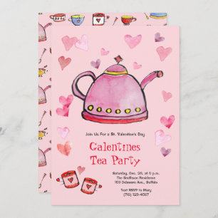 Retro Valentine's Day Galentines Tea Party Lunch Invitation