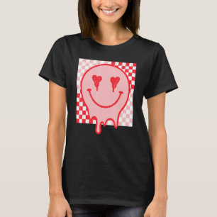 Retro Valentine's Day Happy Face Heart Checkered G T-Shirt
