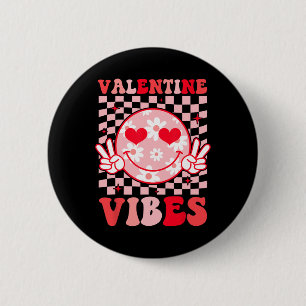 Retro Valentine's Day Heart Valentine Vibes Boys G 6 Cm Round Badge
