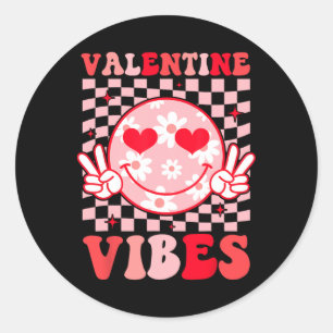 Retro Valentine's Day Heart Valentine Vibes Boys G Classic Round Sticker