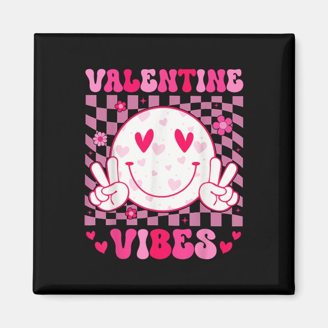 Retro Valentines Day Heart Valentine Vibes Boys Gi Magnet (Front)