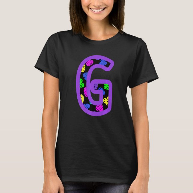 Retro Valentines Day Hearts Initial G Letter Name  T-Shirt (Front)