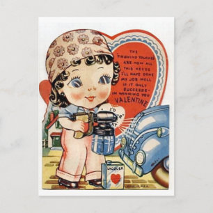 Retro Valentine's Day Holiday Postcard