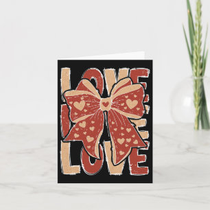 Retro Valentine's Day Love Heart Coquette Bow Wome Card