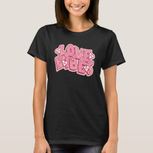 Retro Valentine's Day Love Vibes Happy Face Pink H T-Shirt
