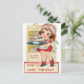 Retro Valentine's Day Maid Holiday Postcard (Standing Front)