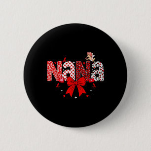 Retro Valentines Day Nana Heart Coquette Bow Girl 6 Cm Round Badge