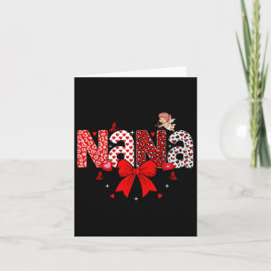 Retro Valentines Day Nana Heart Coquette Bow Girl Card