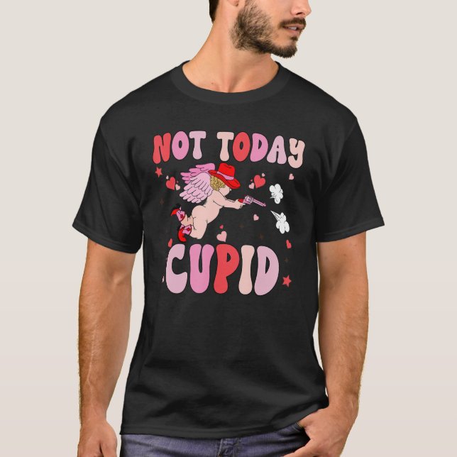 Retro Valentine's Day Not Today Cupid Pink Howdy V T-Shirt (Front)