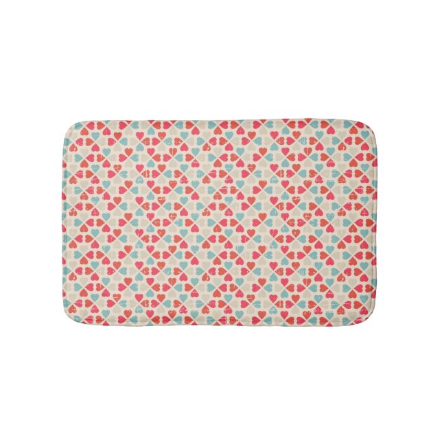 Retro Valentine's Day Pattern Bath Mat (Front)