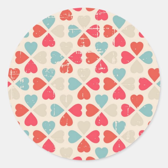 Retro Valentine's Day Pattern Classic Round Sticker (Front)