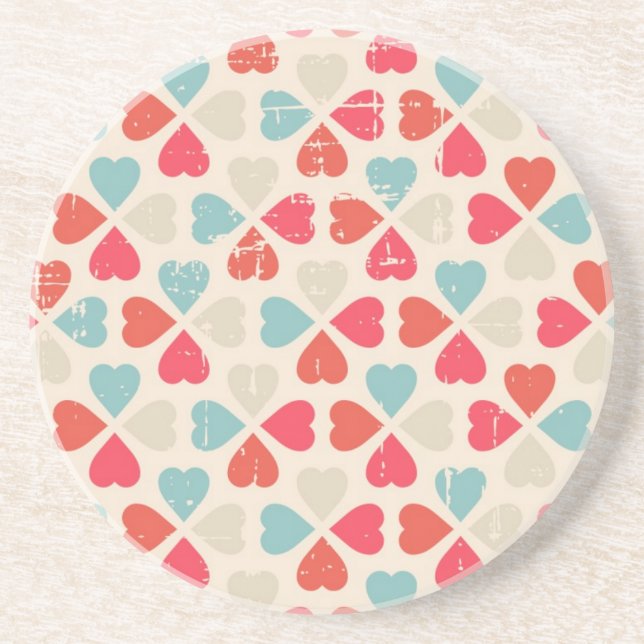 Retro Valentine's Day Pattern Coaster (Front)
