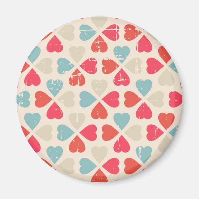 Retro Valentine's Day Pattern Magnet (Front)