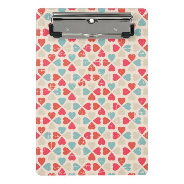 Retro Valentine's Day Pattern Mini Clipboard (Front)