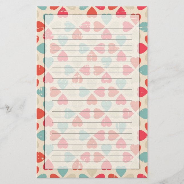 Retro Valentine's Day Pattern Stationery (Front)