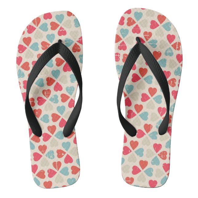 Retro Valentine's Day Pattern Thongs (Footbed)
