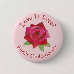 Retro Valentine's Day Red Rose Florist Boutique 6 Cm Round Badge