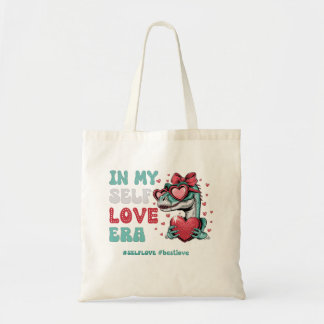 Retro Valentine's Day Self love Dinosauru Tote Bag