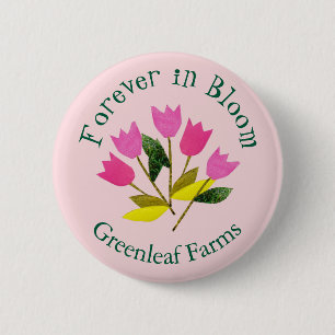 Retro Valentine's Day Tulips Business Florist 6 Cm Round Badge