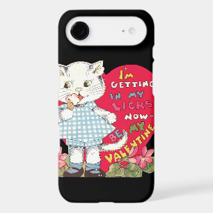 Retro Valentine's Day Vintage Cat Eating Ice Cream