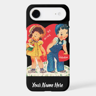 Retro Valentine's Day, Vintage Girl and Boy Hearts