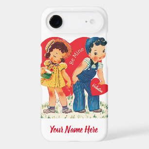 Retro Valentine's Day, Vintage Girl and Boy Hearts