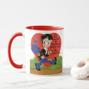 Retro Valentine's Day, Vintage Hobo Boy Heart Mug