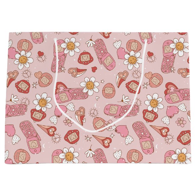 Retro Valentine's Large Gift Bag (Front)