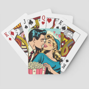 Retro Valentine's Love Couple Comics Playing Cards