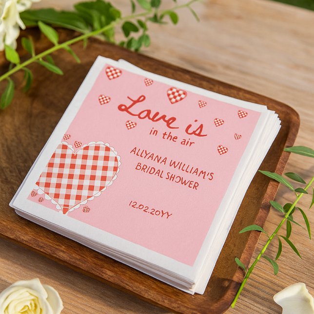 Retro Valentines Love is in the Air Bridal Shower Napkin (Creator Uploaded)
