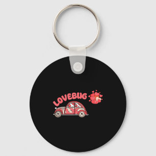 Retro Valentines Lovebug Heart Groovy Valentines M Key Ring