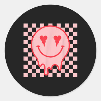 Retro Valentines Shirt Smileyyy Face Valentine Che Classic Round Sticker