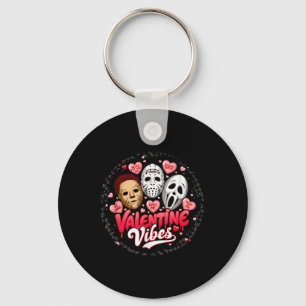 Retro Valentines Vibes Horror Movies Characters Ho Key Ring