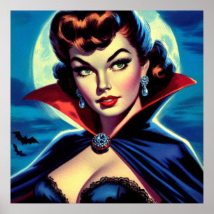 Retro Vampire Pin-up Poster