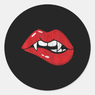 Retro Vampire Red Lips Th Bite Halloween Costume Classic Round Sticker