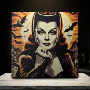 Retro Vampire Woman Ceramic Tile
