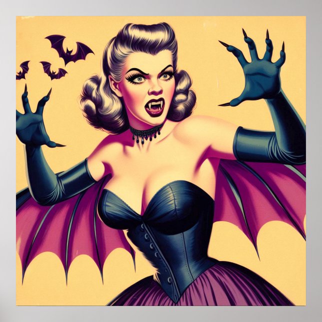 Retro Vampire Woman Poster (Front)